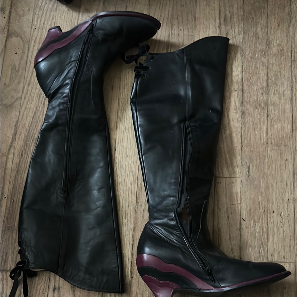 Fluevog pin up Black Knee-High Boots 11